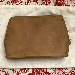 Soy Nica Light Brown Genuine Leather Zip Pouch
